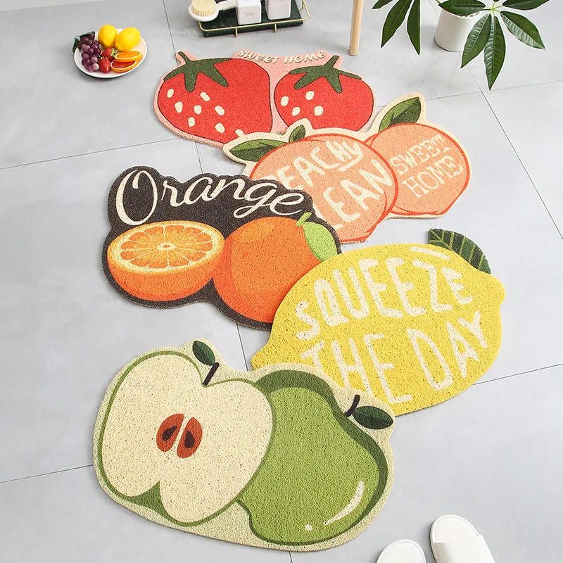 

Cartoon fruit door silk circle entry waterproof door mat pet bathroom children's foot mat entry door PVC non-slip floor mat