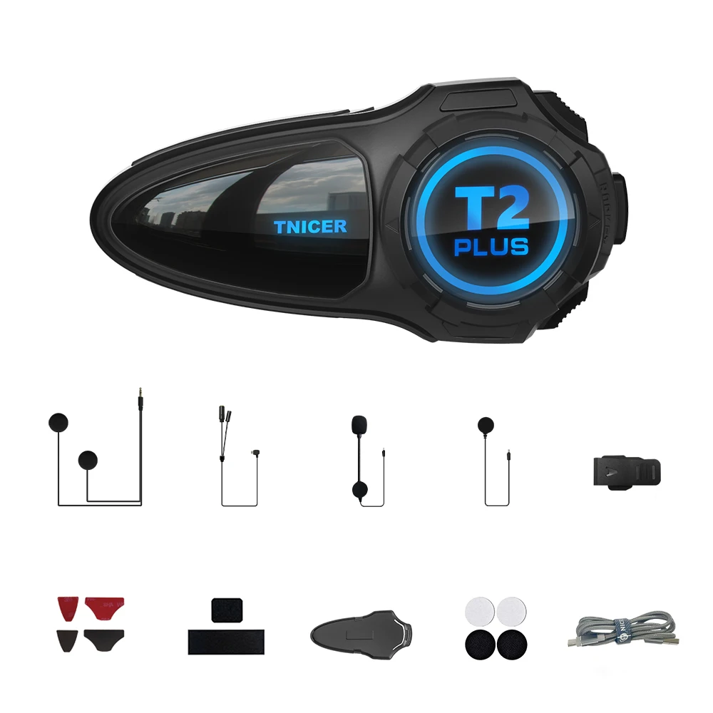 

Мотоциклетный шлем T2Plus Bluetooth, совместимый с 10-гонщиков, поддерживает одночасные звонки, обмен музыки и функцию внутренней связи.
