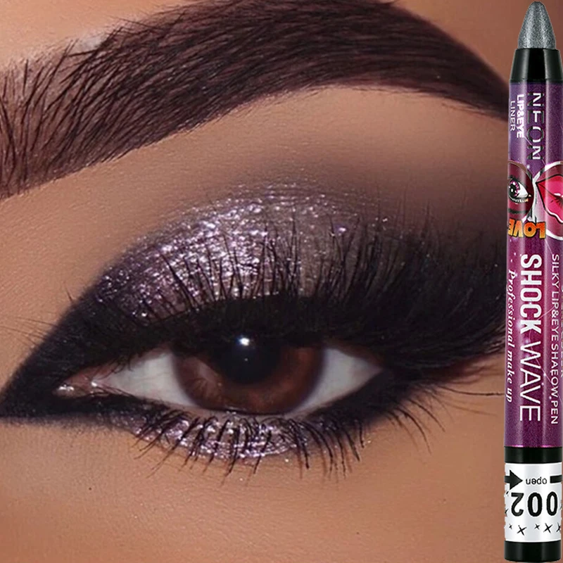 

2 In 1 Eye Shadow Lipstick Pen Waterproof Not Smudge Eye Shadow Stick Lip Makeup Pen Glitter Shimmer Long-lasting Eye Shadow Pen