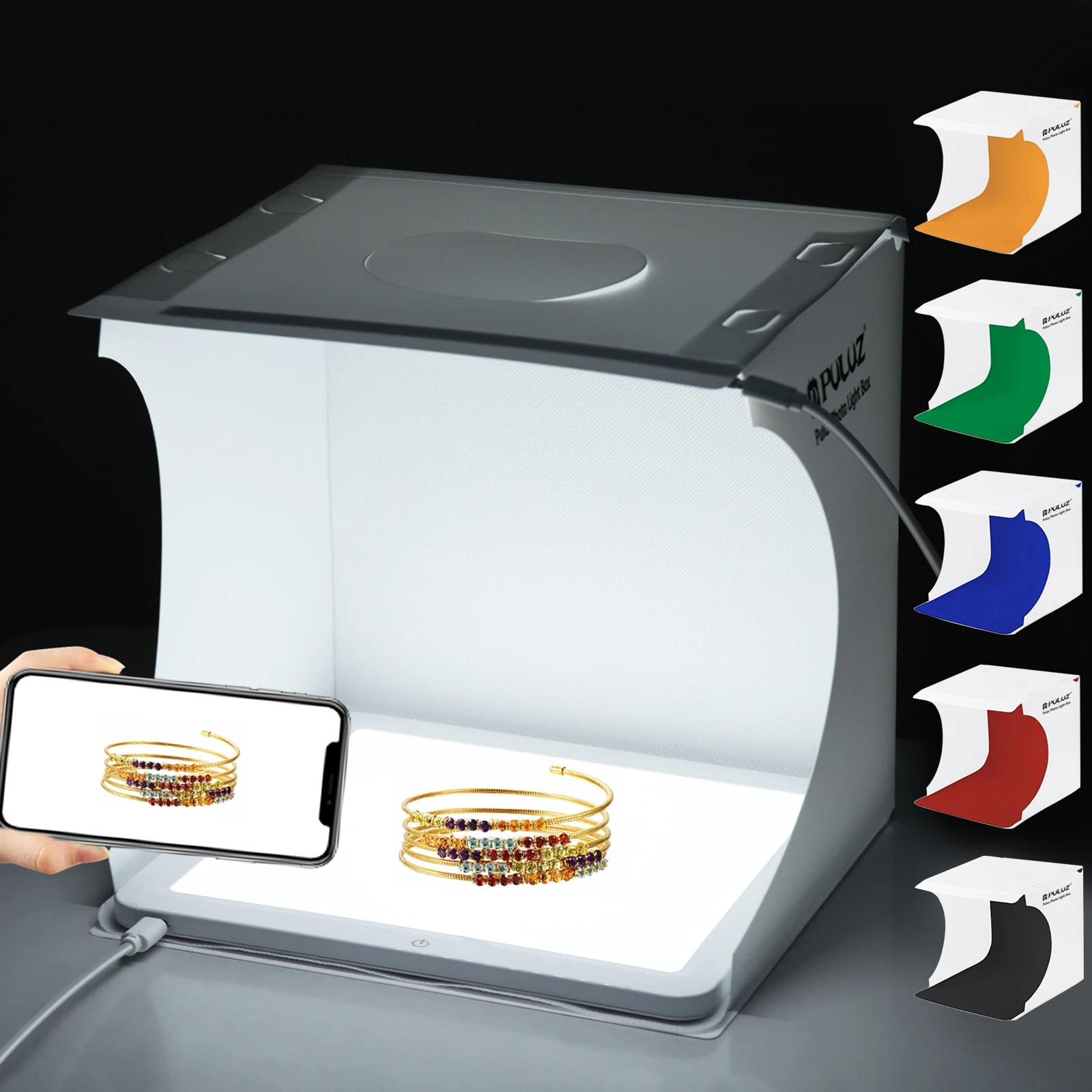 Мини-фотография искусственной кожи PULUZ, задняя панель лампы без тени + 2 светодиодных панели, 20 см лайтбокс, фотостудия, съемка, палатка