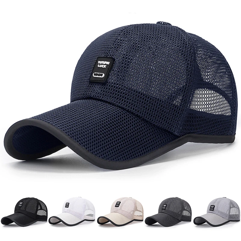 

Summer Quick Drying Baseball Caps Men Women Plaid Casual Mesh Sun Protection Breathable Adjustable Outdoor Sunshade Caps