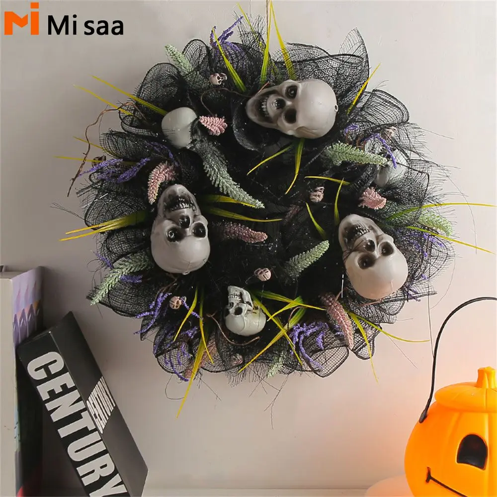 

Halloween Ornaments Spooky Multipurpose Unique Design High Quality Eye-catching Scary Party Decorations Skull Wreath Interesting