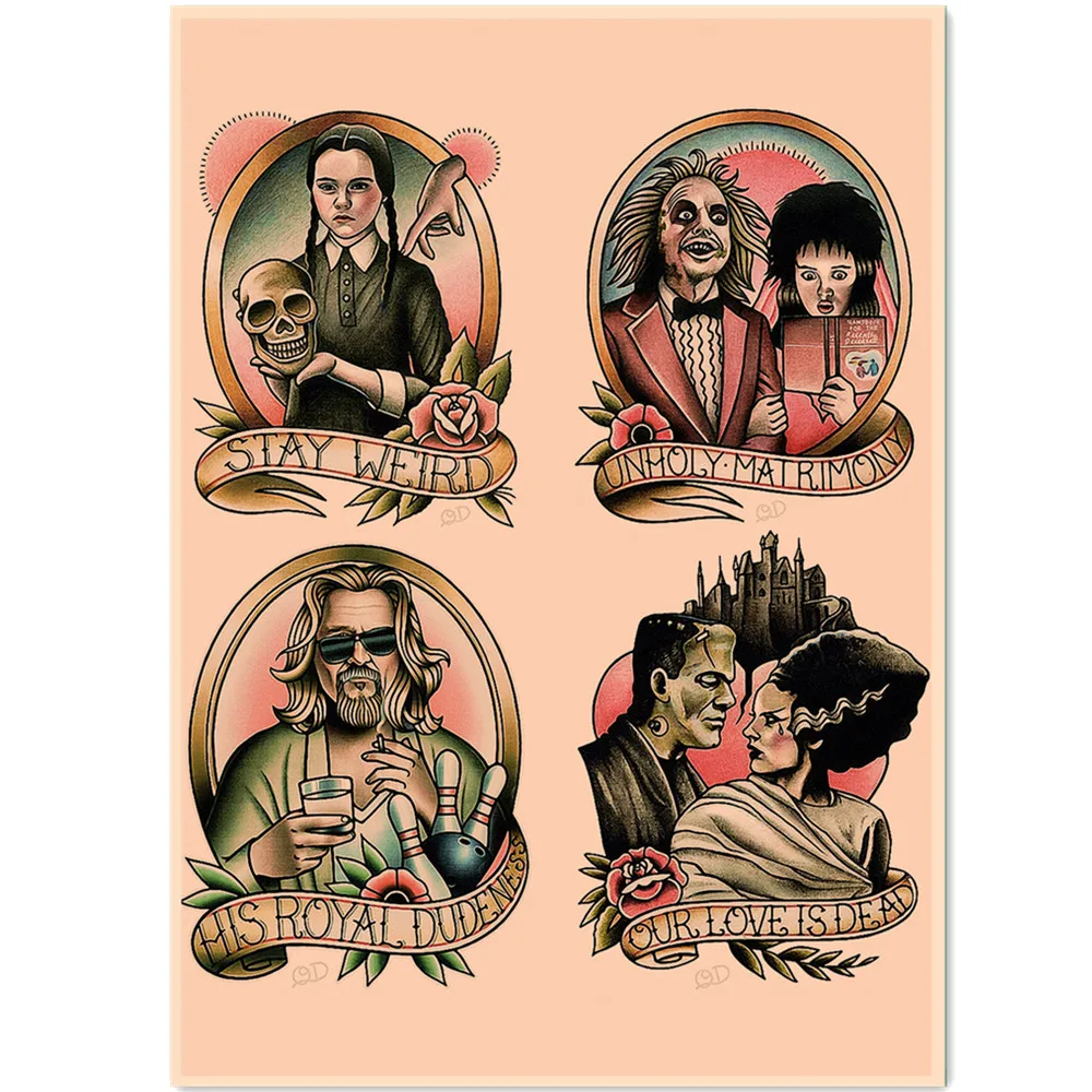 Креативный дизайн татуировки настенное искусство постеры с фильмами и принты