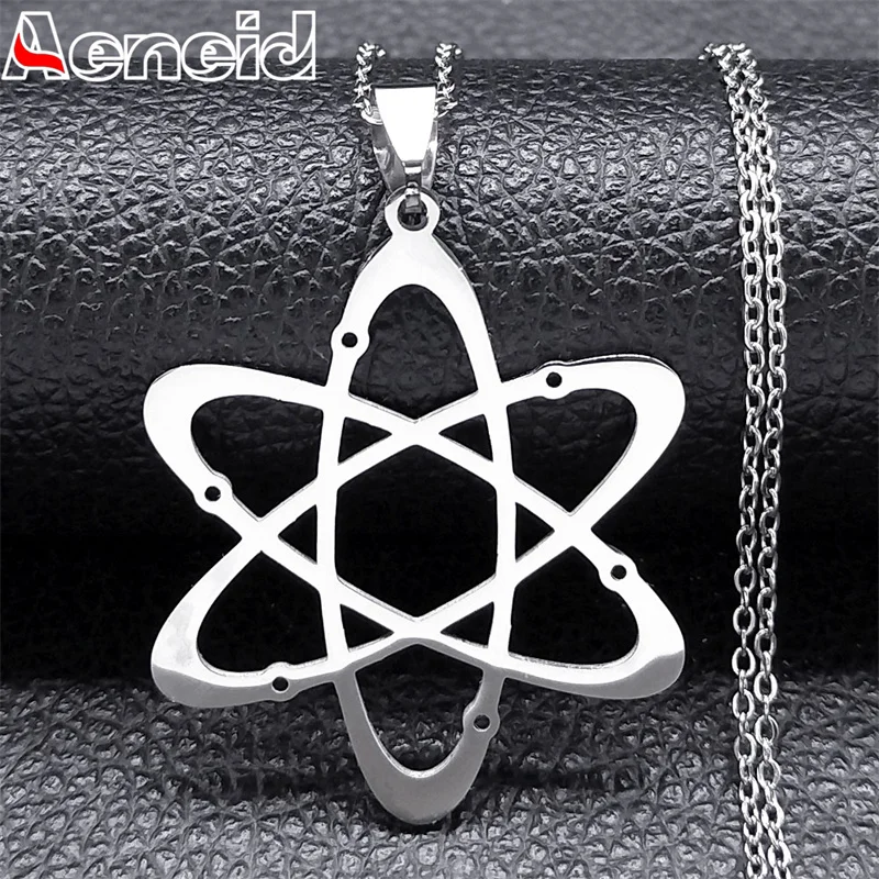 

Carbon Atom Proton Pendant Necklace Men Physics Chemistry Science Necklaces Stainless Steel Silver Color Jewelry collar N624S04