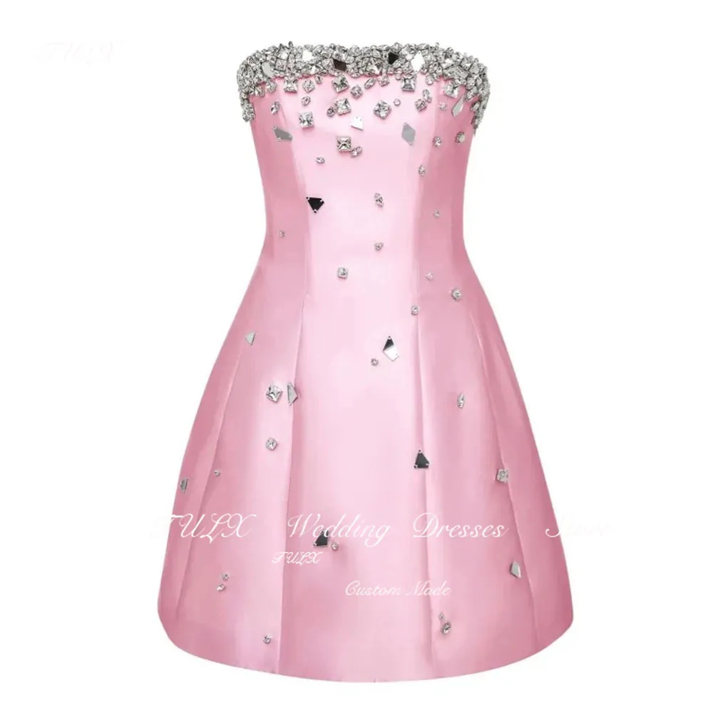 Блестящие бриллиантовые Короткие Выпускные женские платья без бретелек