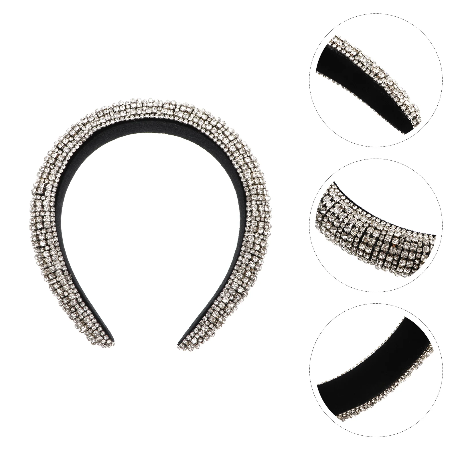 Повязка на голову со стразами широкая повязка для волос женская мягкая