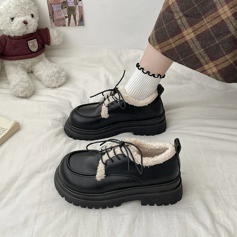 

Зимняя женская обувь, осенняя женская обувь на платформе, подходящие ко всему оксфорды в британском стиле, Осенние криперы, платье в стиле р...