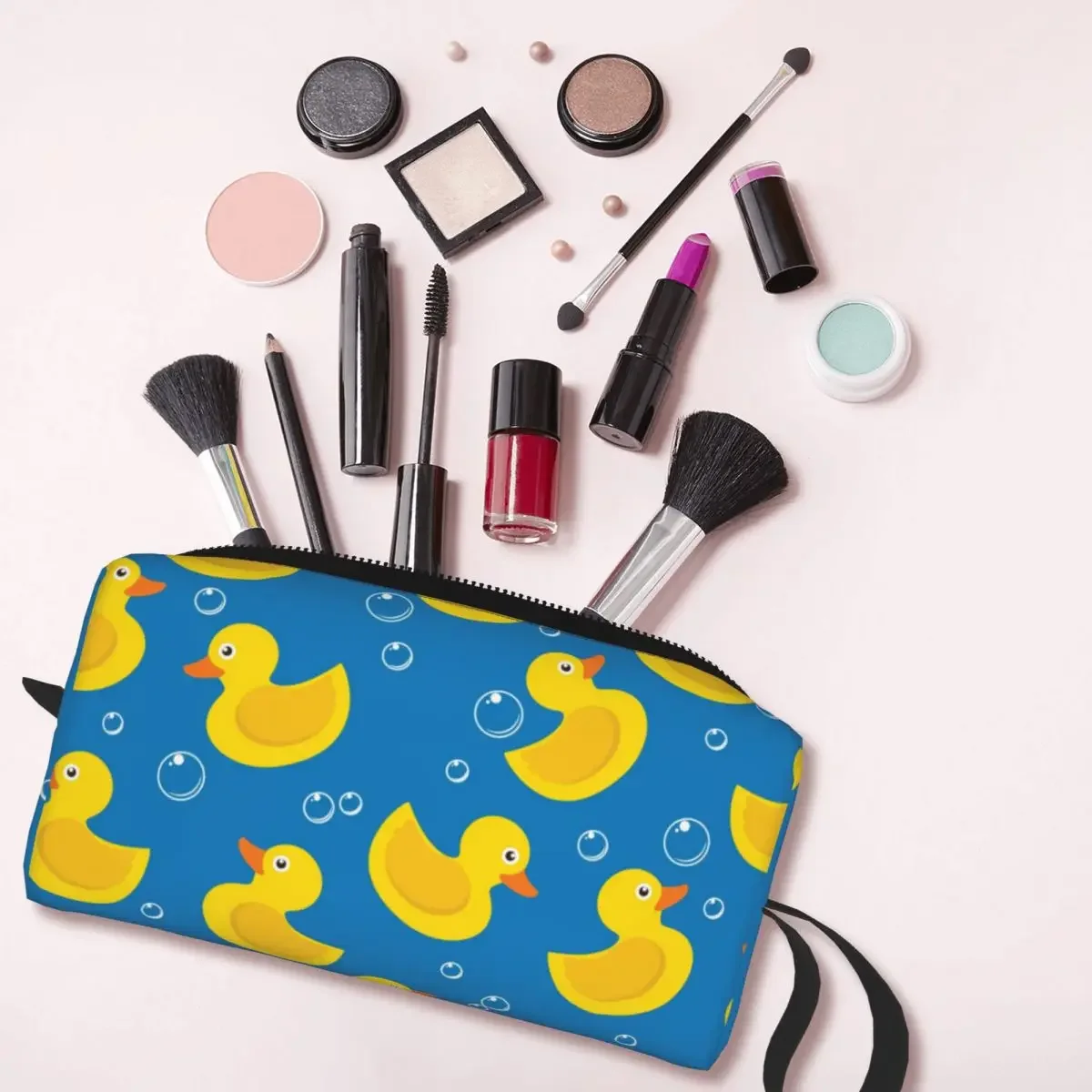 Желтая Резиновая Косметичка С Синим Узором Органайзер Животным Принтом Для