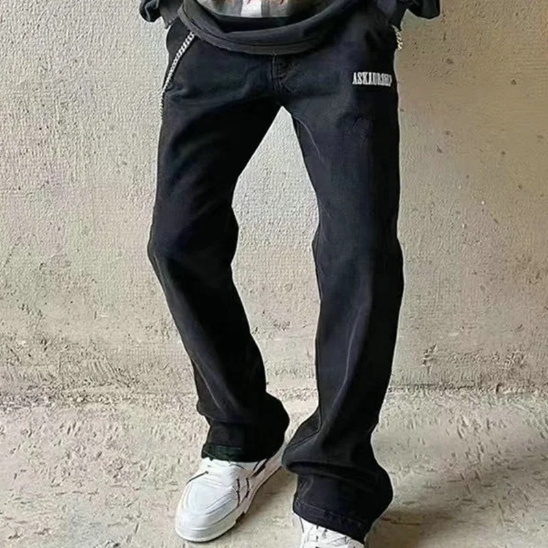 Мужские и женские джинсы с вышивкой логотипом ASKYURSELF высококачественные черные