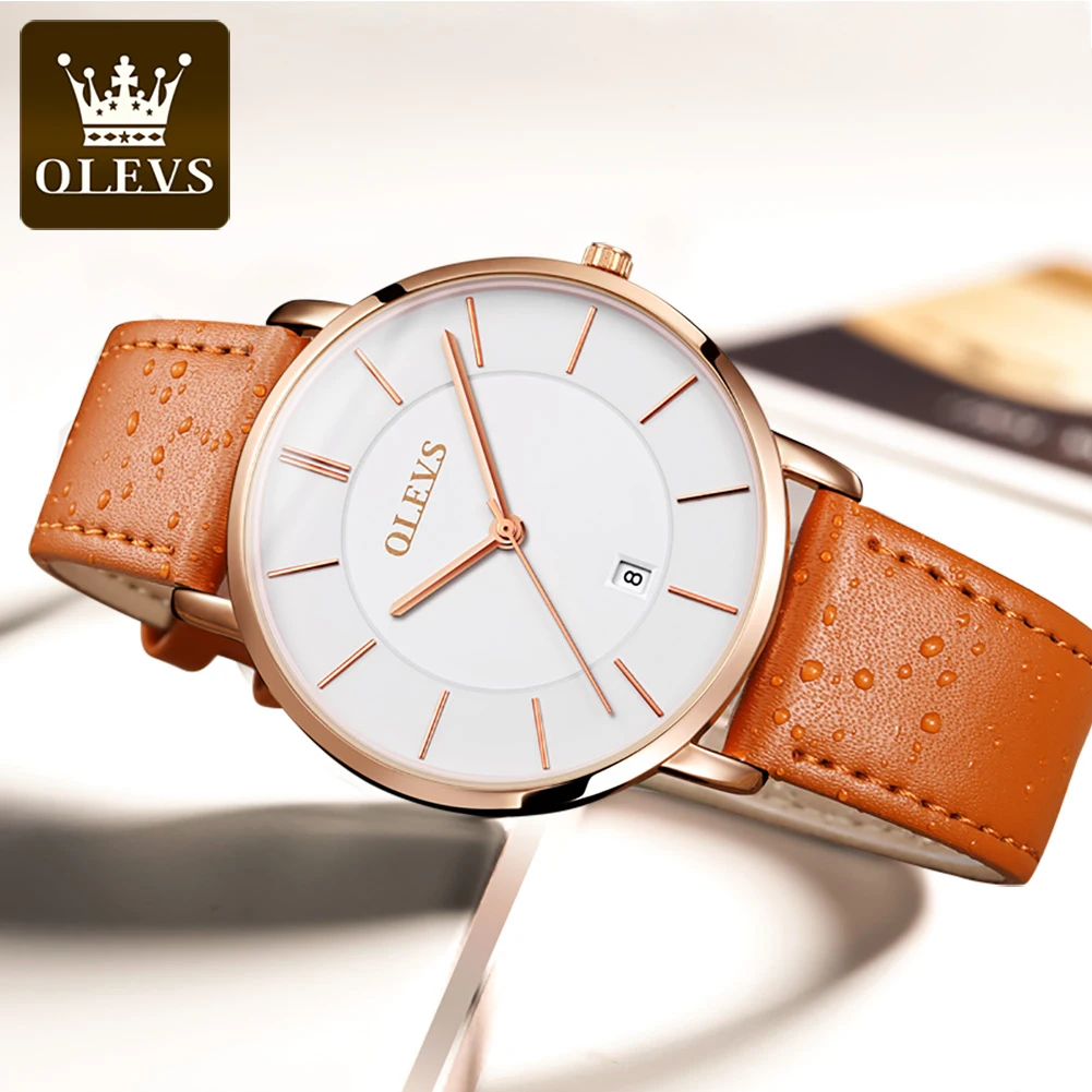 

Мужские ультратонкие водонепроницаемые кварцевые часы с кожаным ремешком, 5869 мм