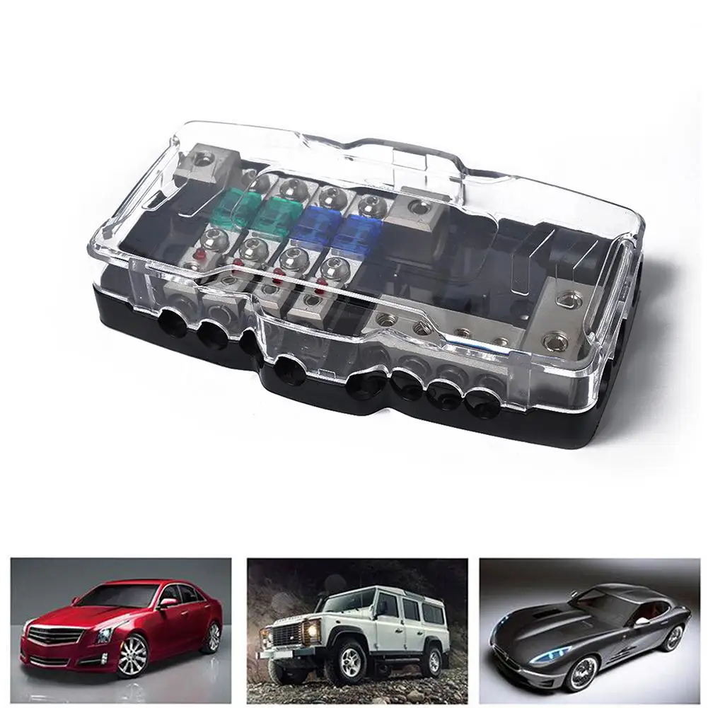 

4 Way Car Audio Stereo Mini ANL Blade Fuse Holder Box 2 in 4 out Power Distribution Block for Car Yueshu RV Bus Yacht Boat