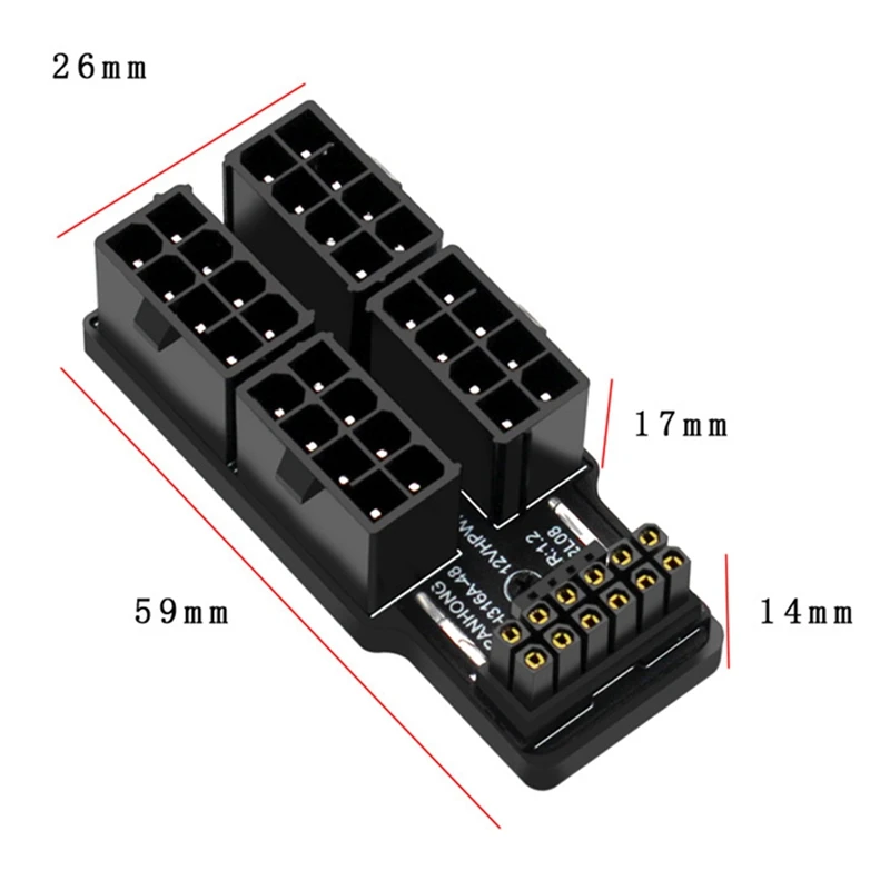 Видеокарта 4X8pin серии 40 ATX3.0 12VHPWR 12 + 4P 600 Вт 180 градусов преобразователь мощности для