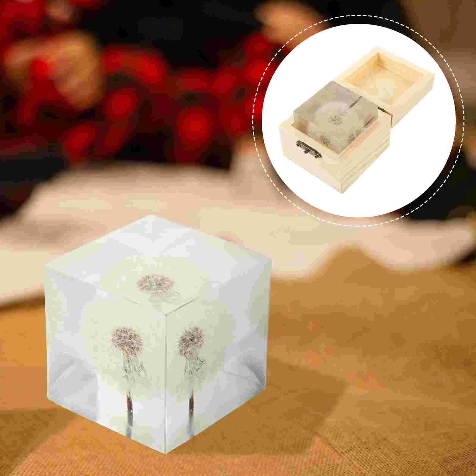 

1 PC Crystal Dandelions Figurine Crystal Flower Figurines Paperweight Glass Cube Dandelions Display Model