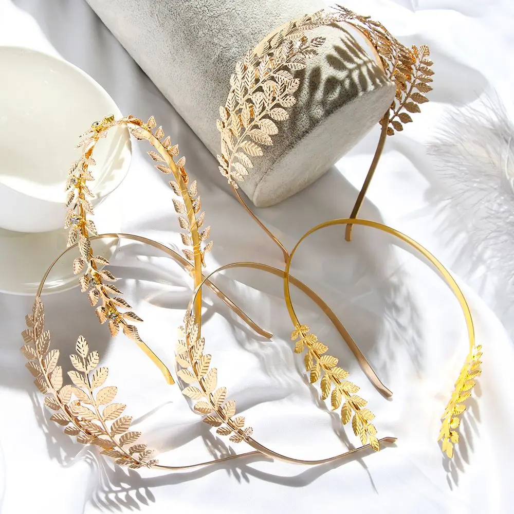Leaf Headbands Bride Wedding Hair Accessories For Women Roman Diadem Crown Tiaras Headpiece Headdress Jewelry