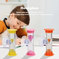 3 minutes hourglasses with suction cup children teeth brushing timer home decorative plastic sand clock shower timer for kids