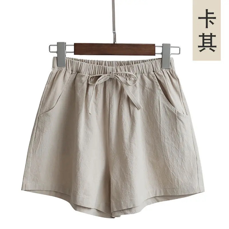 2023 Spring/Summer New Fashion Casual Cotton and Hemp Shorts Women Wear Thin A-line Wide Leg High Waist Slim Large Loose Shorts