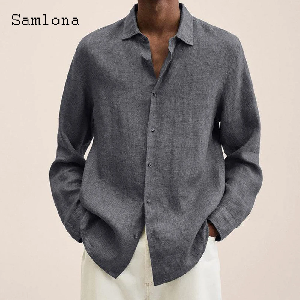 Men's Cotton Linen Blouse Men Long-sleeved Casual Shirts Plus Size Masculina Camisa Shirt blusas Homme Ropa Men Clothing 2023