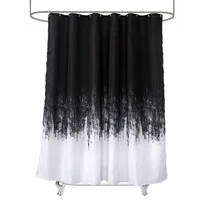 inyahome textured fabric waterproof shower curtain liner black printed bathroom curtsins machine washable tub loft home decor