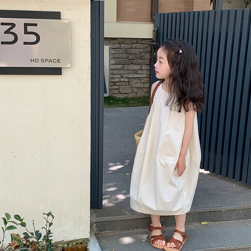 Платье для девочек нишевой дизайн темпераментный жилет сплошной цвет кокон в