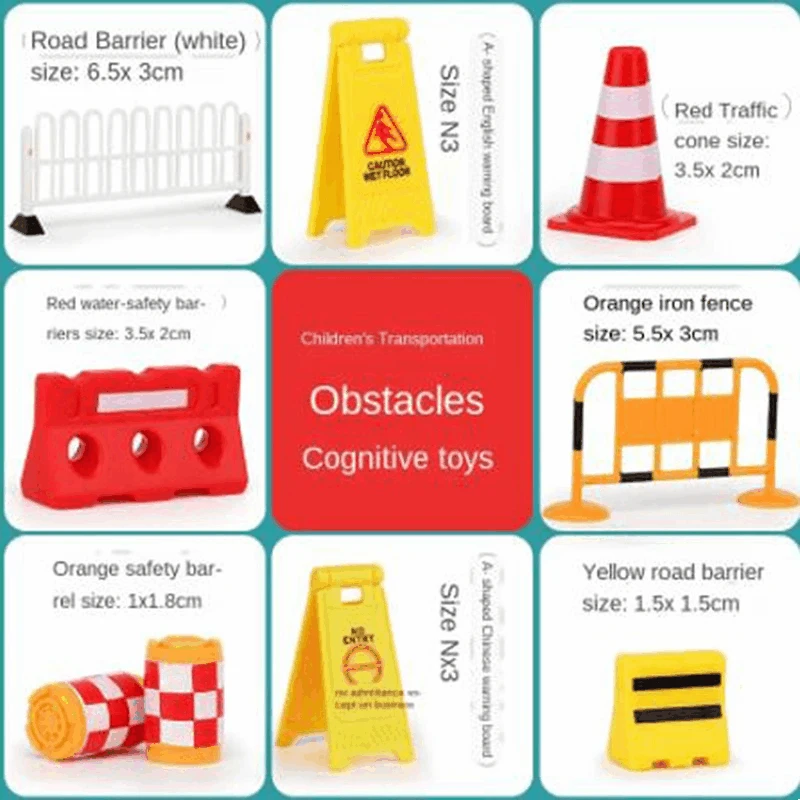 

62Pcs Car Accessories Road Sign Traffic Model Creative Toy Diy City Parking Script Educational Toys For Kids Game Gift 2022