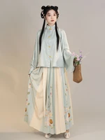 chinese traditional women cotumes hanfu suit vintage dress national dance stand collar embroidery fairy skirt