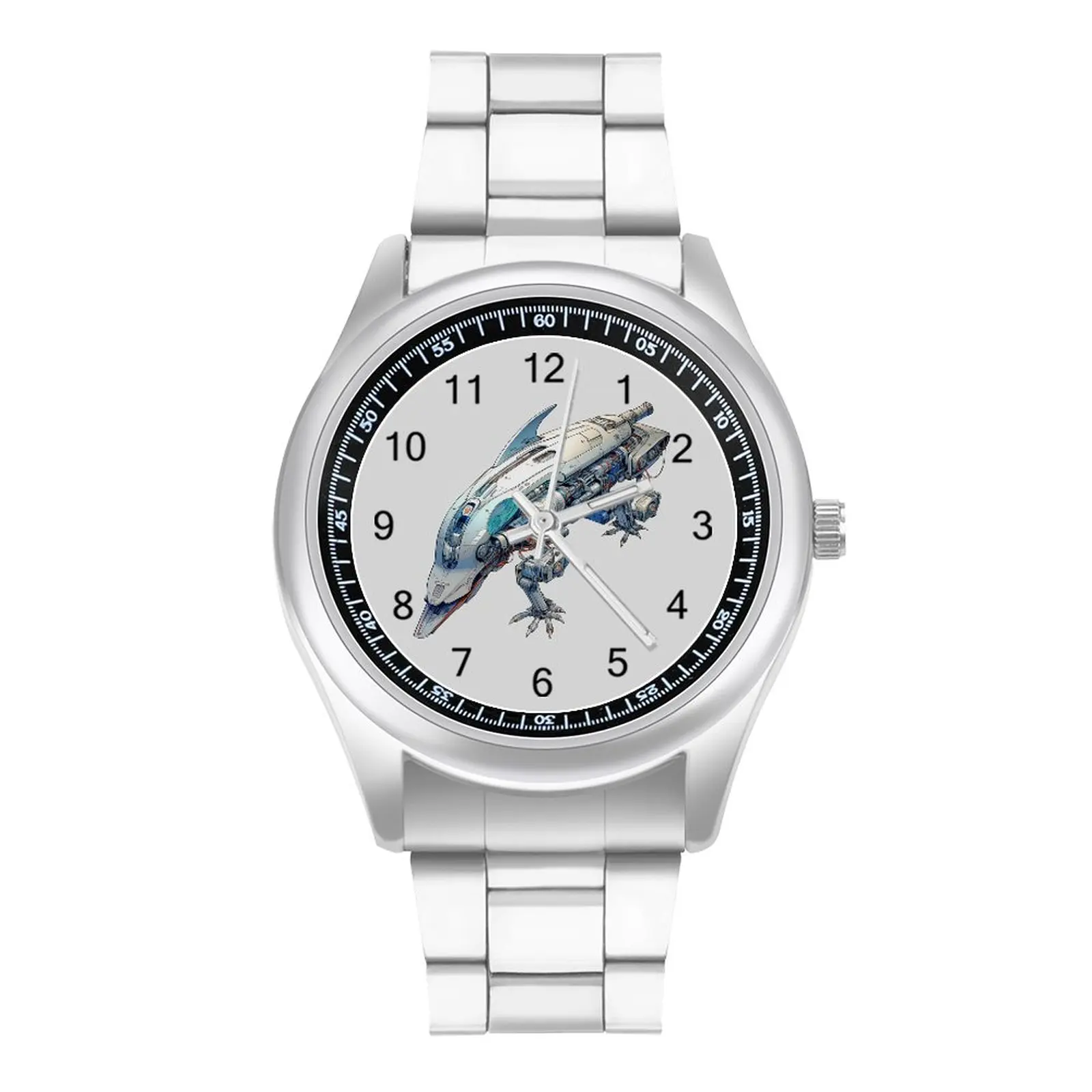 

Dolphin Quartz Watch Pencil Line Drawing Robot Blueprints Good Quality Cute Wrist Watch Stainless Men Business Photo Wristwatch