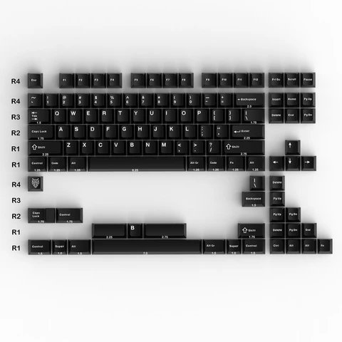 Jaycomia GMK BOW/WOB Колпачки для клавиш 114 шт PBT Черные белые