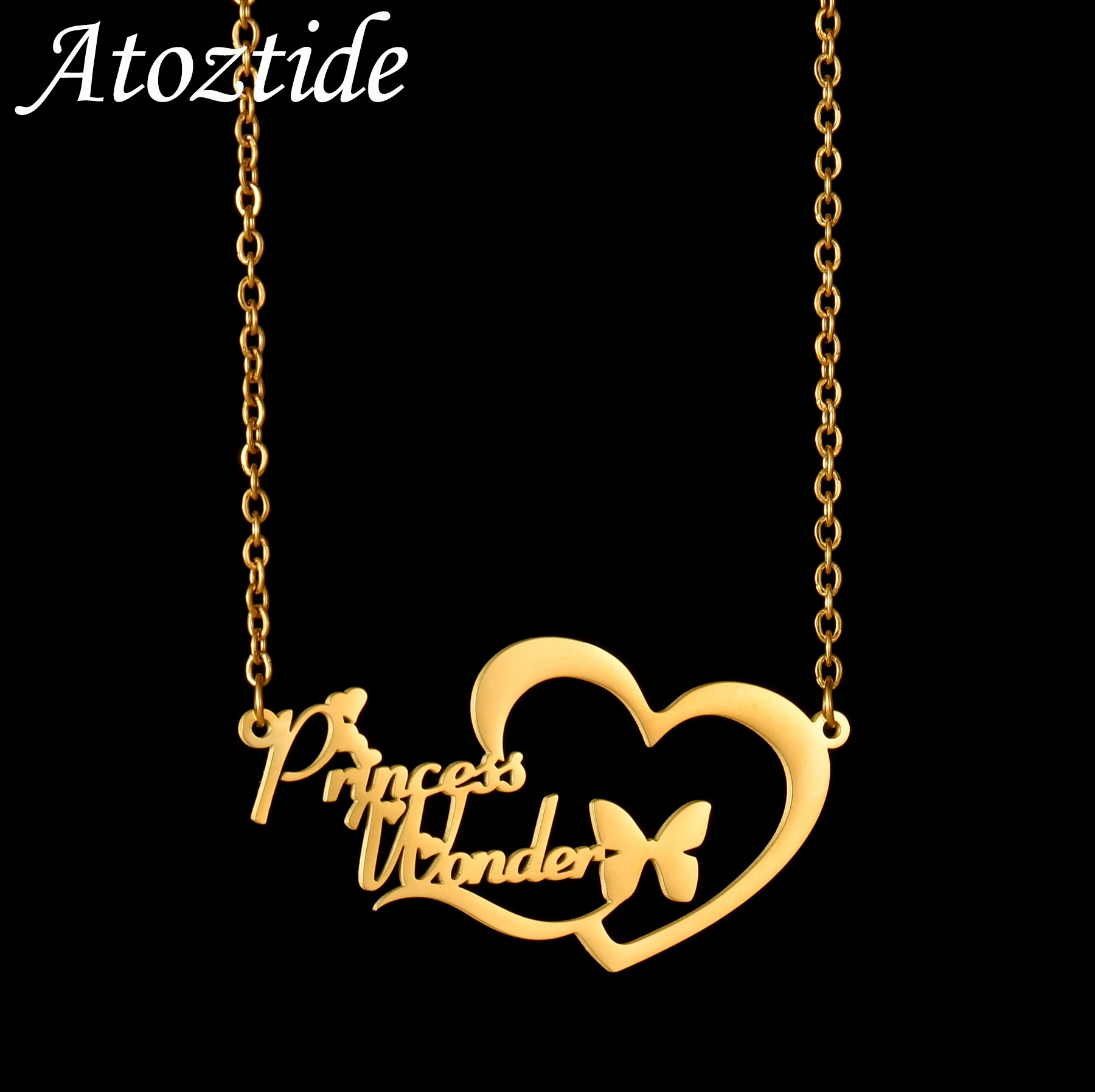 Женское Ожерелье Atoztide из нержавеющей стали с 2 именами