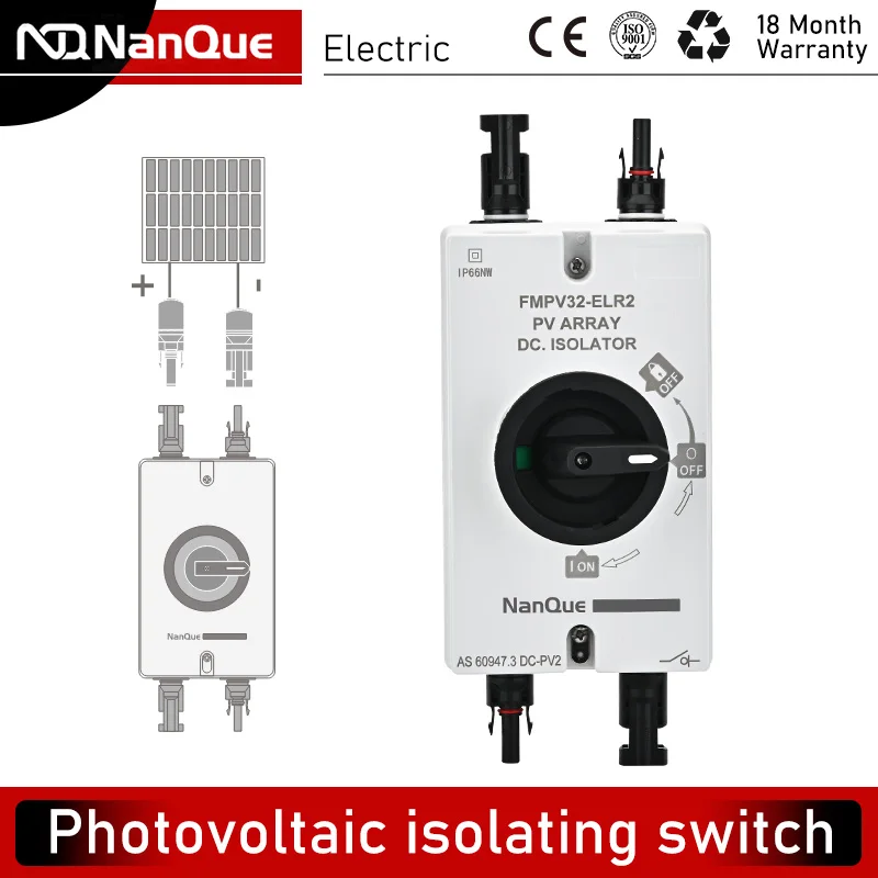 

Photovoltaic Switch DC Isolation Switch 16A/32A/40A 2P/4P DC250V/500V/1000V/1500V PV Solar Panel Power Main Disconnector