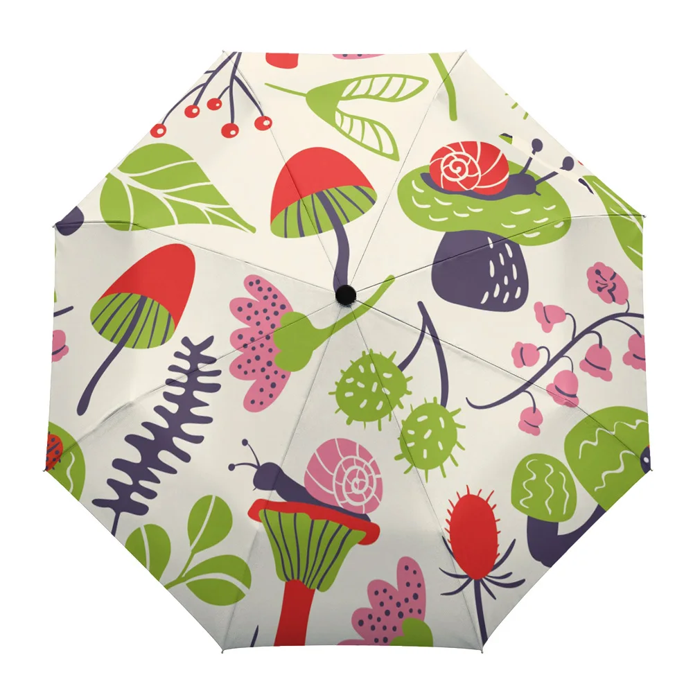 

Автоматический зонт от дождя, автоматический открытый зонт для детей, женщин, мужчин, восемь нитей, с улиткой и зелеными листьями