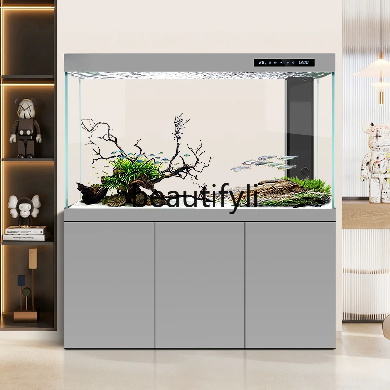 Ультра-белый стеклянный аквариум для гостиной бытовой большой арованный экран