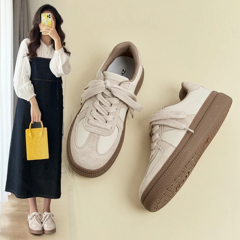 Кроссовки женские износостойкие Вулканизированная подошва плоская