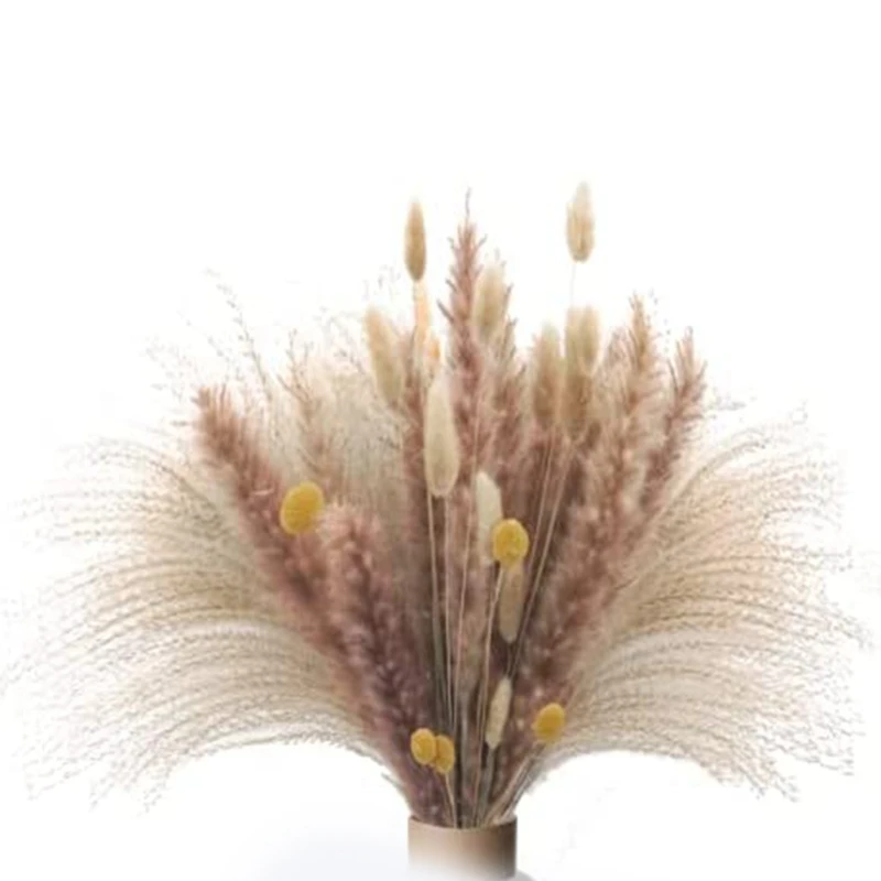 

Букет из натуральной пампасной травы, сушеные пушистые пампасы, искусственные растения, сушеные цветы для свадебных композиций, 65 шт.