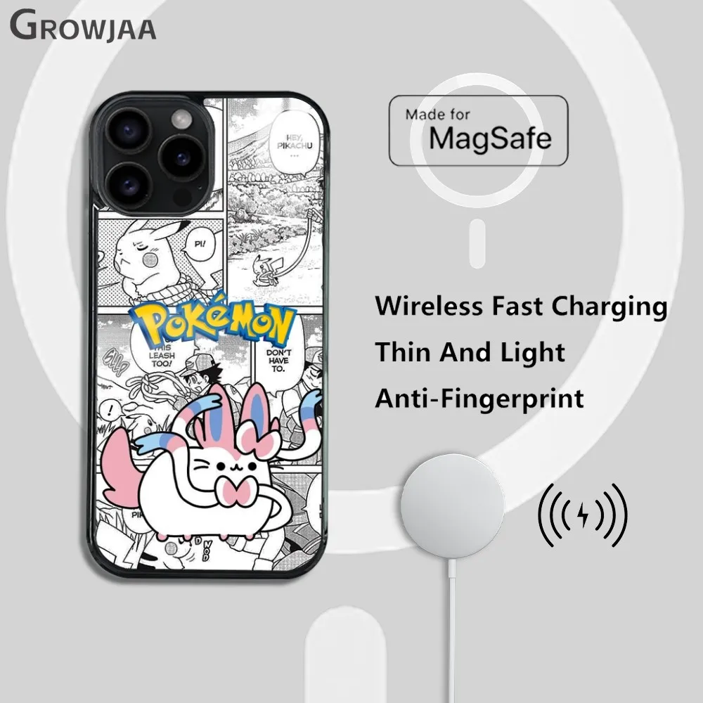 Милый чехол для телефона Sylveon Mimikyu iPhone 16 15 14 13 12 11 Pro Max Plus Mini Magsafe Mirror беспроводной