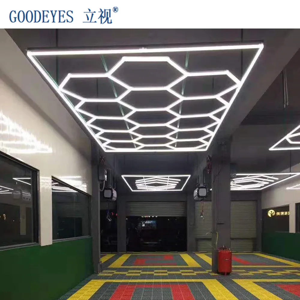 

8 Feet *15.7 Feet Deformable Led Linear High Bay Lamp Hanging Hexagon Detailing Home Modular Ceiling Garage Light