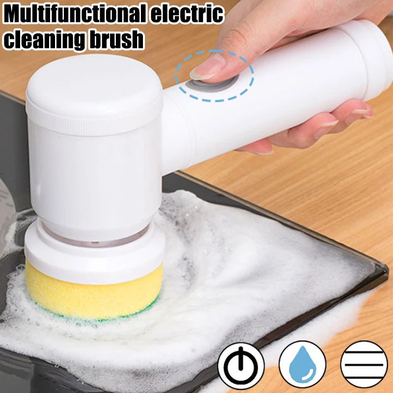 Cepillo eléctrico de mano para bañera, herramienta de limpieza de fregadero de baño y cocina, 5 en 1