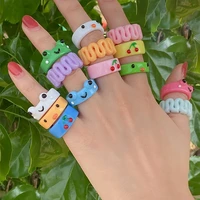 fashion frog ring polymer clay resin rings for girls animal jewelry for women summer fashion travel jewelry gifts