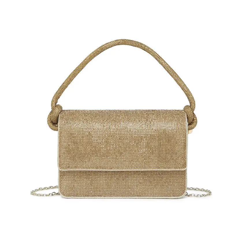 Женская модная квадратная вечерняя сумочка с золотыми и серебряными стразами