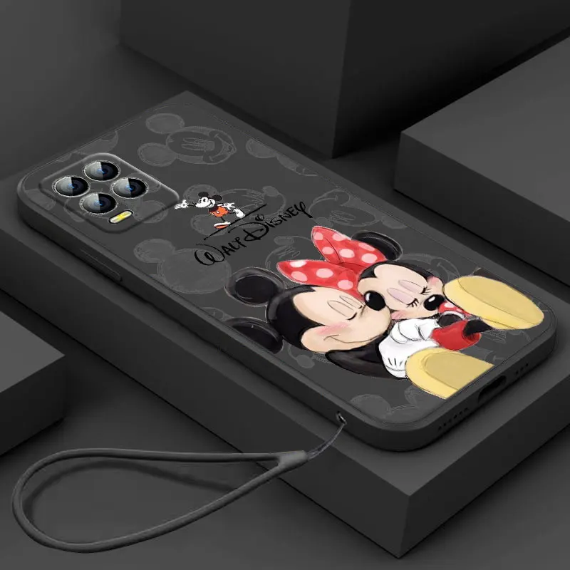 

Disney Minnie Mouse Phone Case For Realme Q3S GT 2 S7 ST S2 C25Y C21Y C11 C17 Narzo 50A 50i 30 20 Liquid Rope Funda Cover Soft