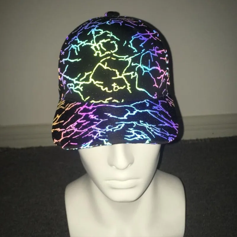

Personality Colorful Reflective Baseball Cap Men Punk Hip Hop Hat Women Personality Street Style Adjustable Reflective Hats