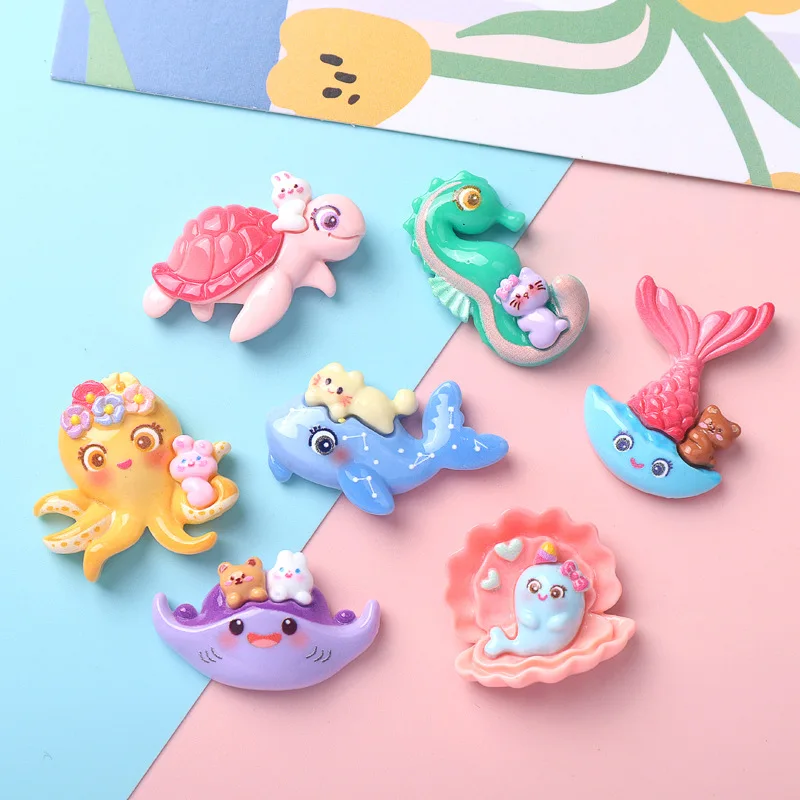 Мультяшные морские животные серии Дельфины из смолы 10 шт