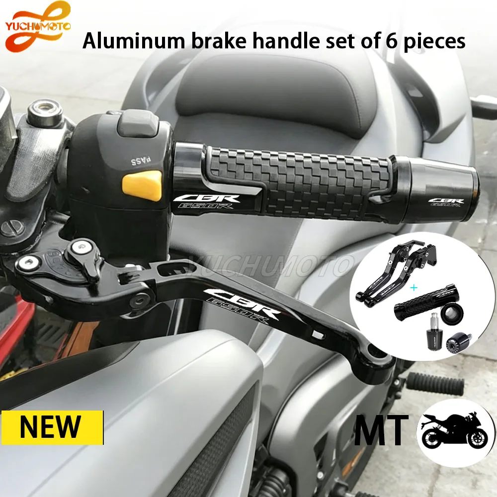 Фото Для Honda CBR650R CBR650F CB650F CB650R 2014-2026: Складные регулируемые рычаги тормоза и сцепления, комплект рукояток и грипсов №1