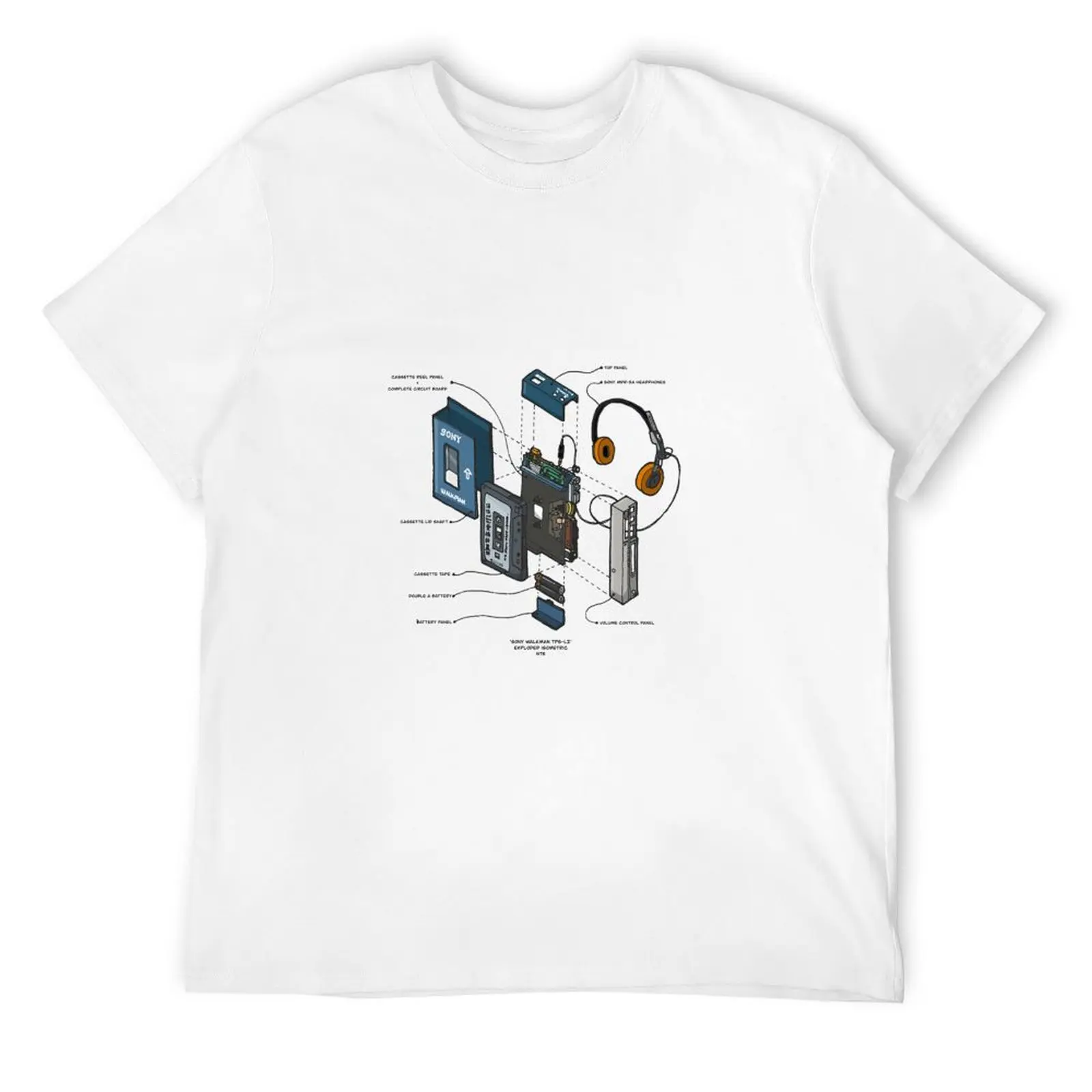 Футболка SONY WALKMAN лето 2025 года мужская одежда черные футболки для мужчин
