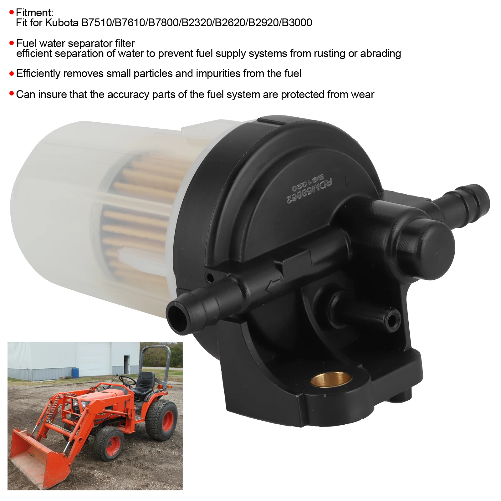 Топливный фильтр 6A320‑58862 с водоотделителем в сборе подходит для Kubota