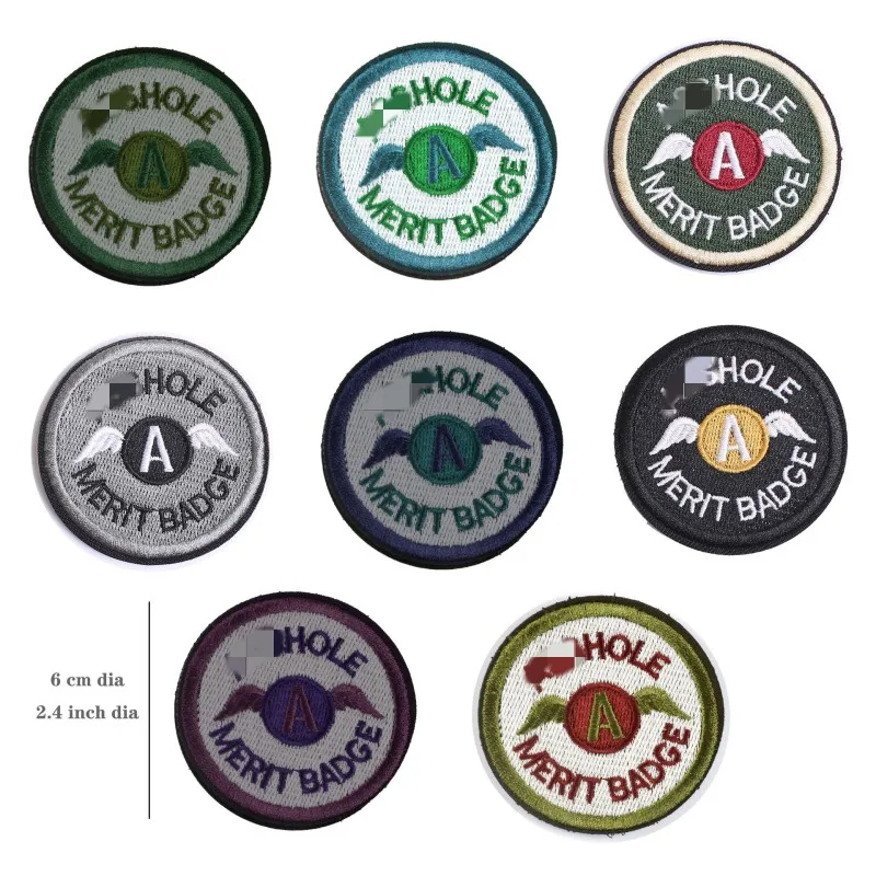 

6cm Multicolor Round Tactical Patches Embroidery Funny Morale Badges Military Merit Badge Outdoor Backpack Hook & Loop Armband