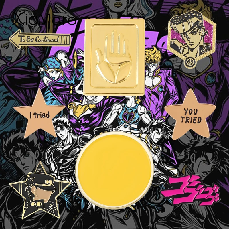 

JoJo's Bizarre Adventure Enamel Pins Hand Drawn Anime Kujo Jotaro Kakyoin Noriaki Brooches Lapel Badges Jewelry Gift For Fans