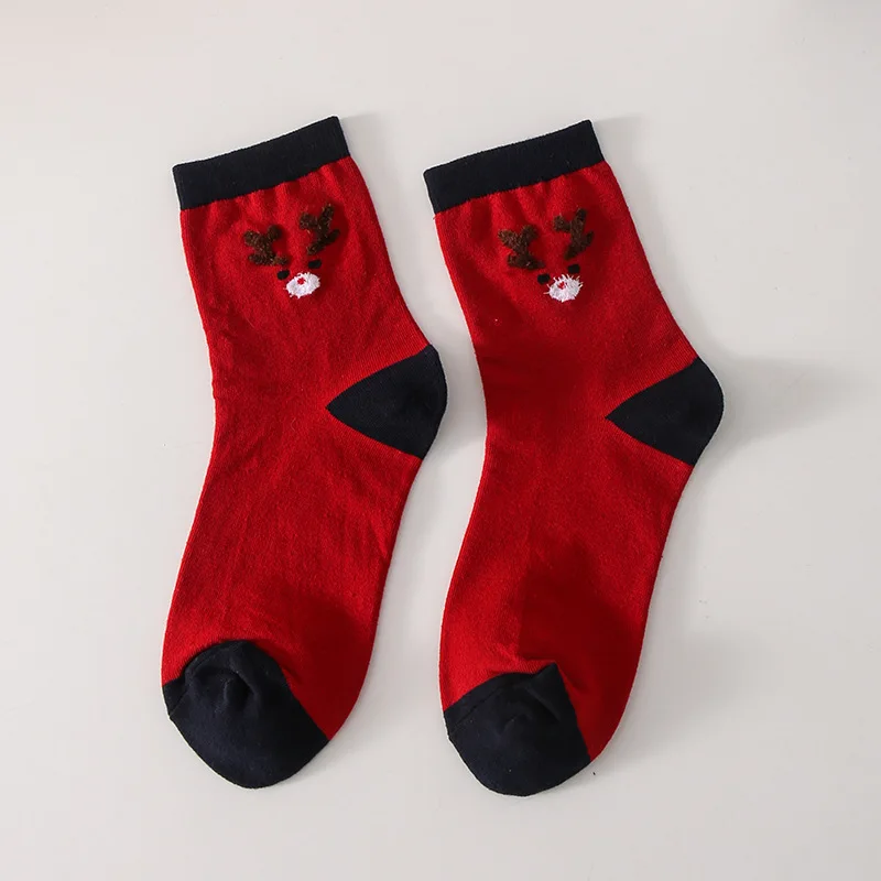 Женские рождественские носки осенне-зимние Милые новогодние для девочек с