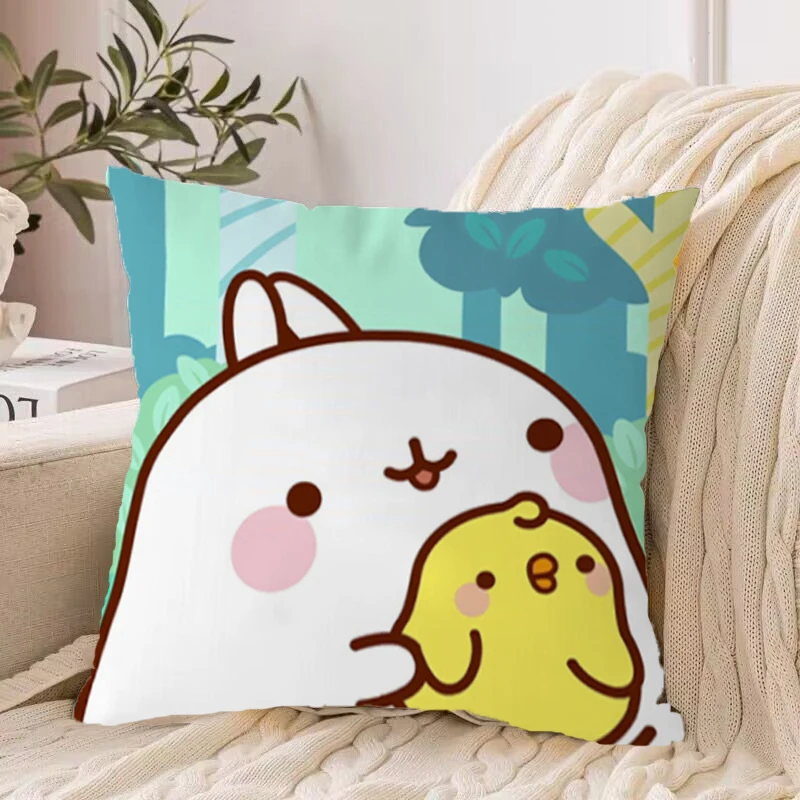 

Molang Pillow Cases Decorative Cushion Covers for Pillows 45x45 Cushions Cover Short Plush Pillowcase 45*45 Duplex Printing Sofa