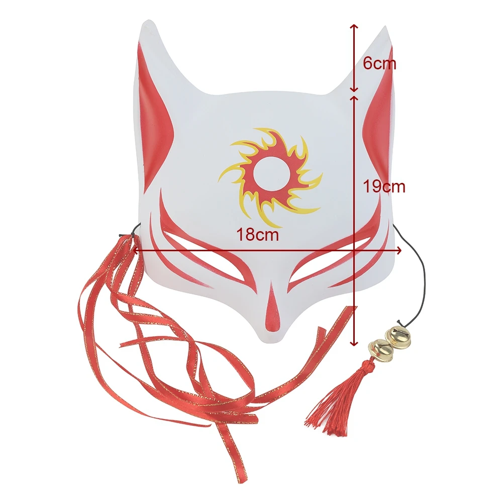 Аниме маска лисы в японском стиле с кисточками и маленькими колокольчиками,  закрывающая половину лица для взрослых и детей, маскарадный костюм для  фестиваля | AliExpress
