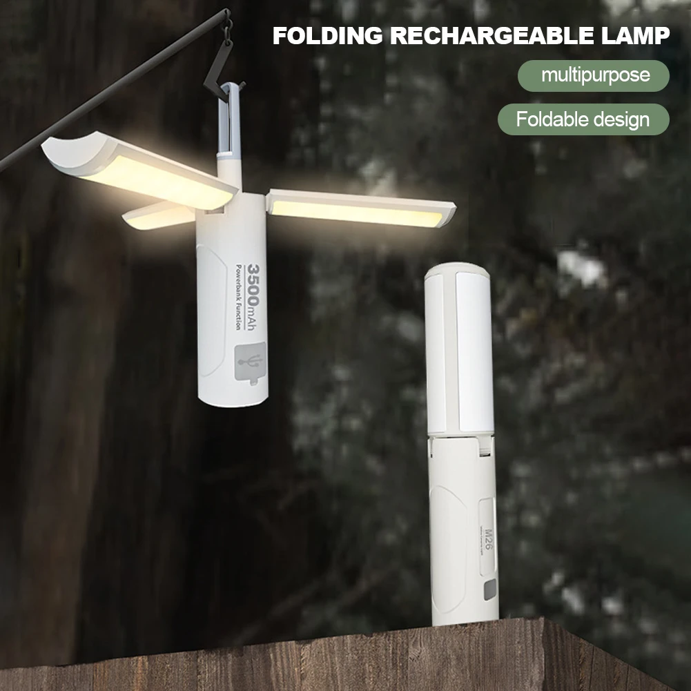 

Outdoor Camping Rechargeable Folding Lamp Torch Tent Lighting with Rescue Light Student Dormitory Hanging Light Garden Lantern